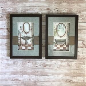 Bathroom Wall Decor Print Artwork Set (2)